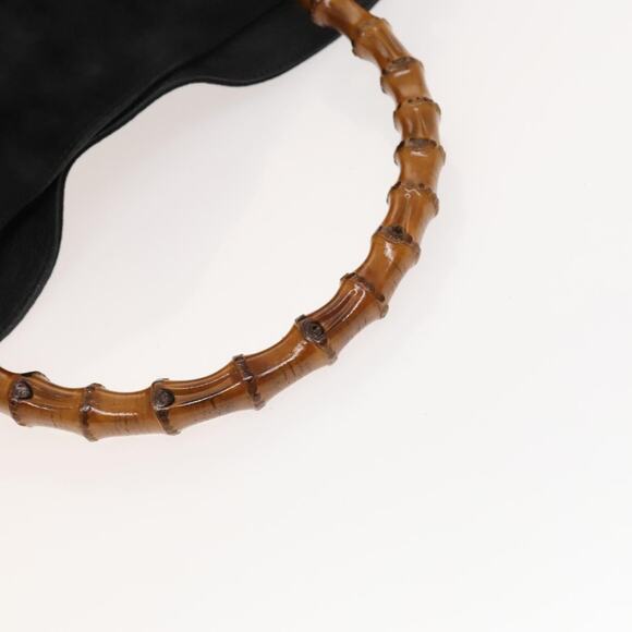 GUCCI Bamboo Hand Bag Suede Black Gold 001 1998 001 1998 - Picture 7 of 12